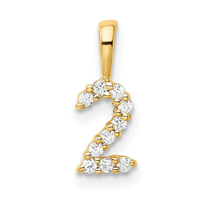 14K Gelbgold Anhänger „Zahl 2“ mit echten Diamanten