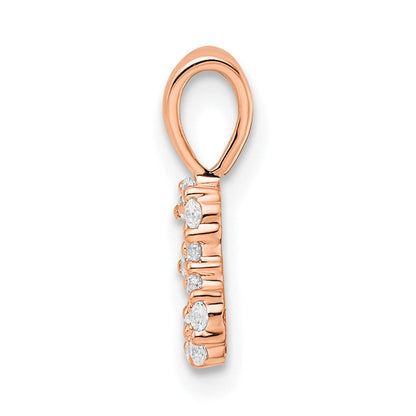 14K Roségold Anhänger mit echten Diamanten, Zahl 3