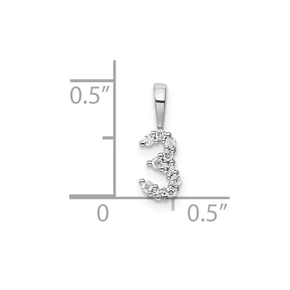 14K Weißgold Anhänger Zahl 3 mit echtem Diamant