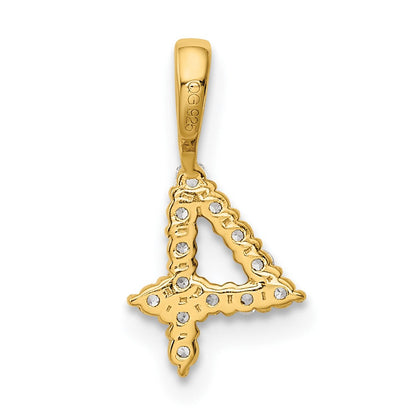 14K Gelbgold Anhänger „Zahl 4" mit echten Diamanten
