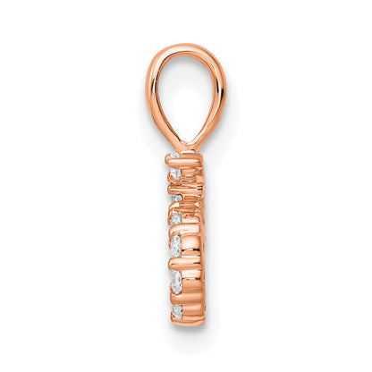 14K Roségold Anhänger mit echtem Diamant – Zahl 5