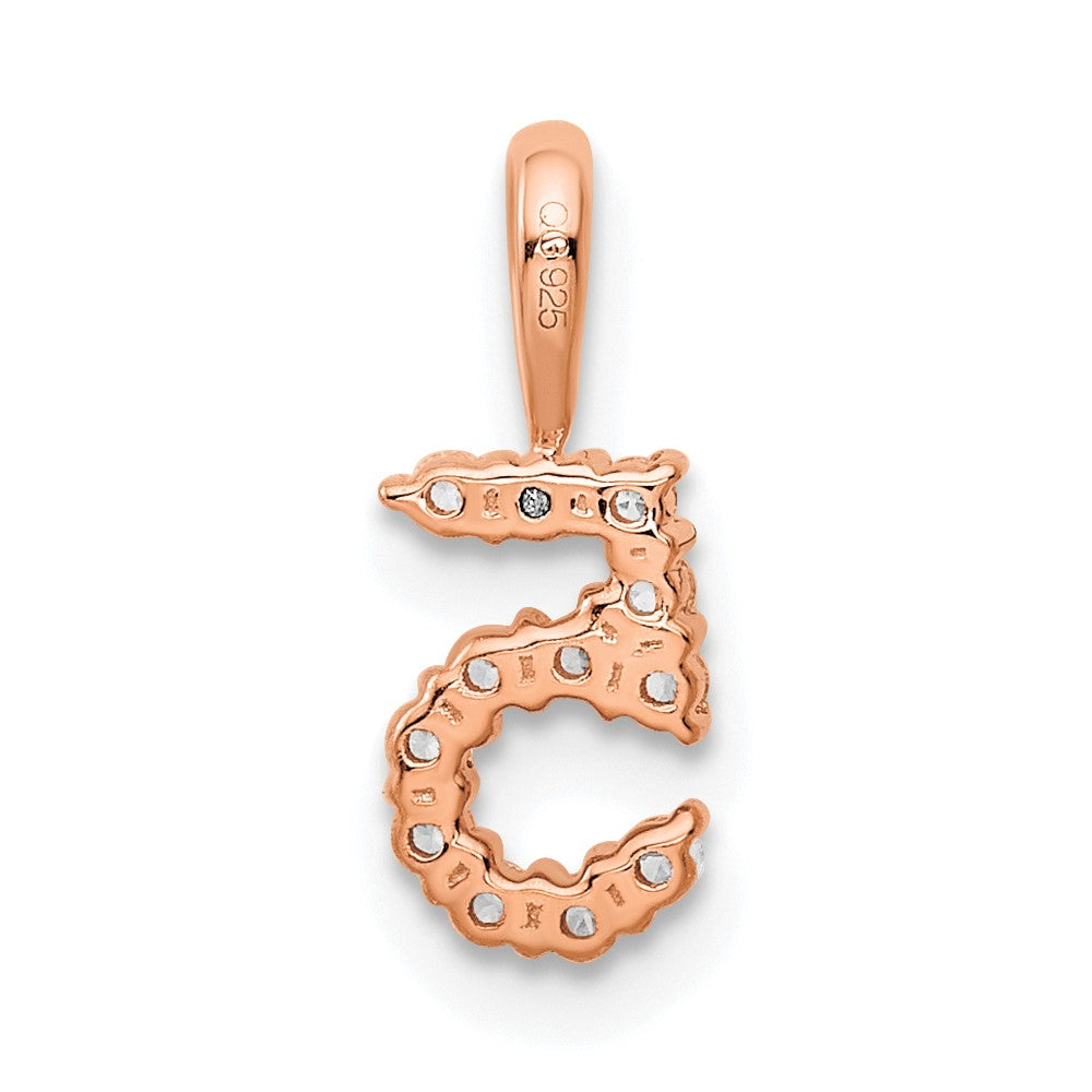 14K Roségold Anhänger mit echtem Diamant – Zahl 5