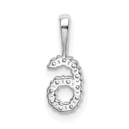 14K Weißgold Anhänger Zahl 6 mit echten Diamanten