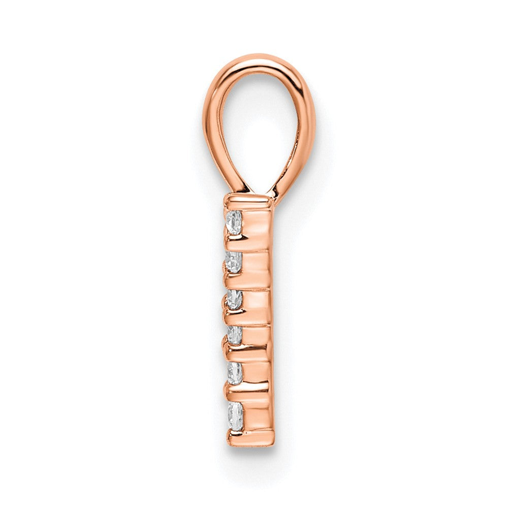 14K Roségold Anhänger mit echtem Diamant, Zahl 7