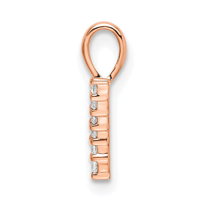 14K Roségold Anhänger mit echtem Diamant, Zahl 7