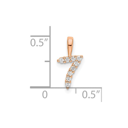 14K Roségold Anhänger mit echtem Diamant, Zahl 7