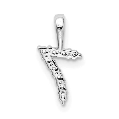 14K Weißgold Anhänger Zahl 7 mit echtem Diamant