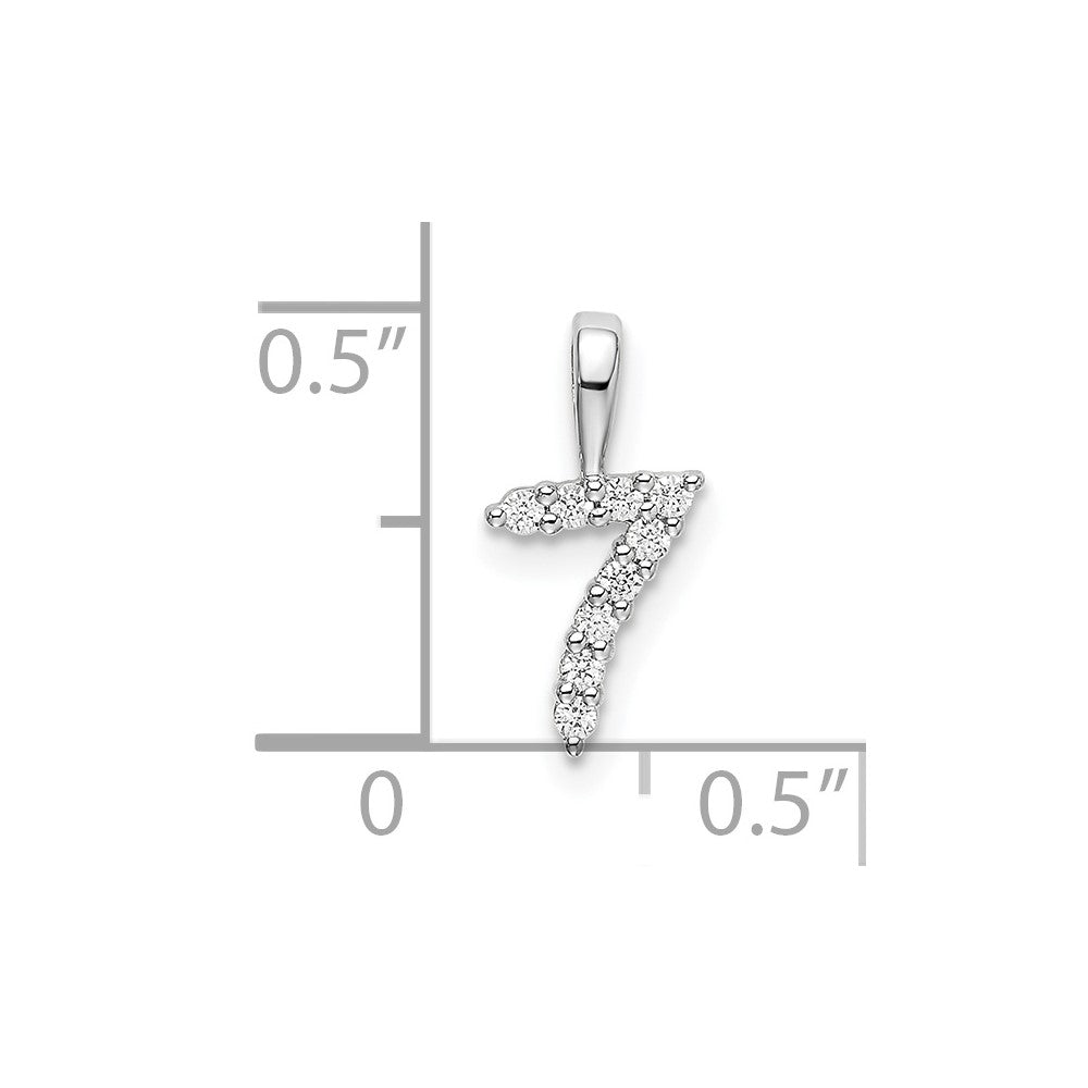 14K Weißgold Anhänger Zahl 7 mit echtem Diamant