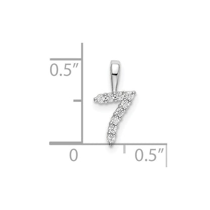 14K Weißgold Anhänger Zahl 7 mit echtem Diamant