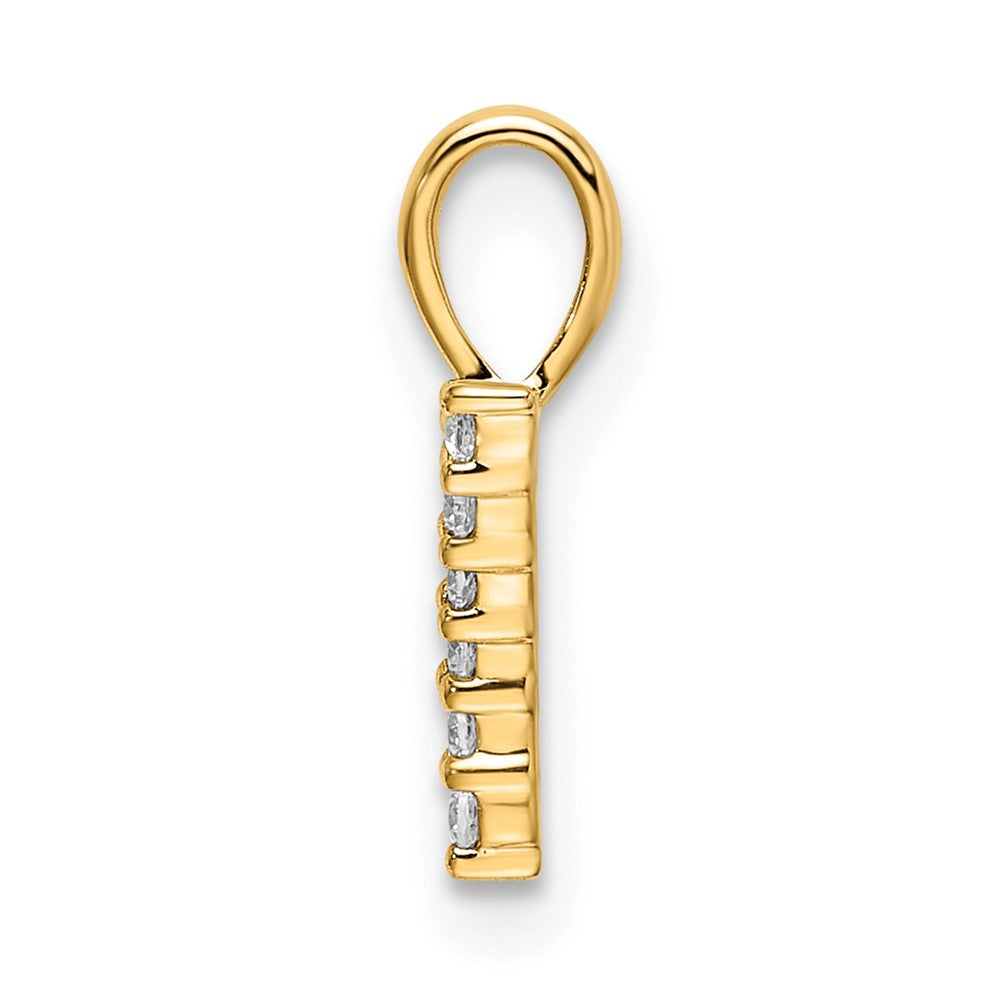 14K Gelbgold Anhänger mit echten Diamanten, Zahl 7