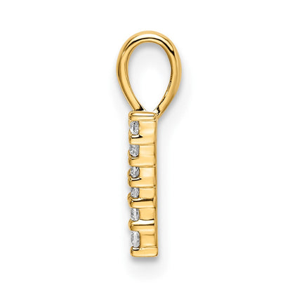 14K Gelbgold Anhänger mit echten Diamanten, Zahl 7