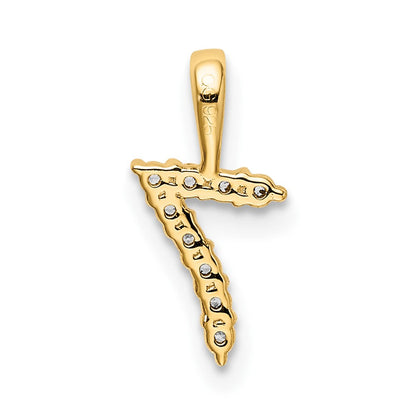14K Gelbgold Anhänger mit echten Diamanten, Zahl 7