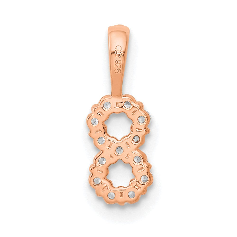 14K Roségold Anhänger mit echten Diamanten, Zahl 8