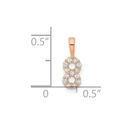 14K Roségold Anhänger mit echten Diamanten, Zahl 8