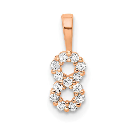 14K Roségold Anhänger mit echten Diamanten, Zahl 8