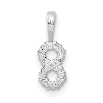 14K Weißgold Anhänger mit echtem Diamant, Zahl 8