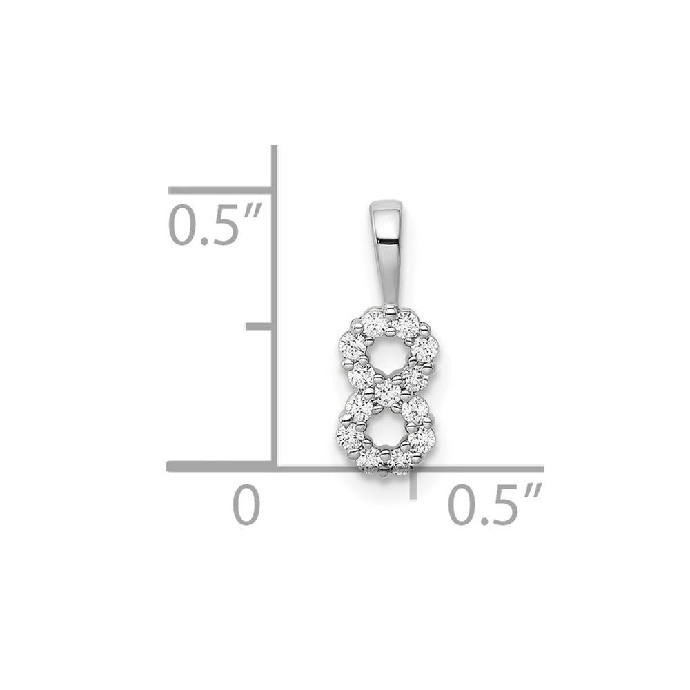 14K Weißgold Anhänger mit echtem Diamant, Zahl 8