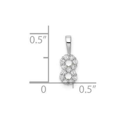 14K Weißgold Anhänger mit echtem Diamant, Zahl 8
