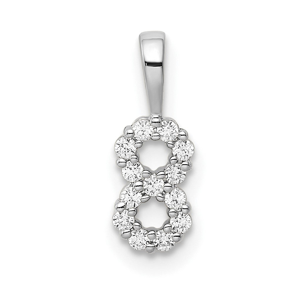 14K Weißgold Anhänger mit echtem Diamant, Zahl 8