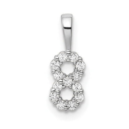 14K Weißgold Anhänger mit echtem Diamant, Zahl 8