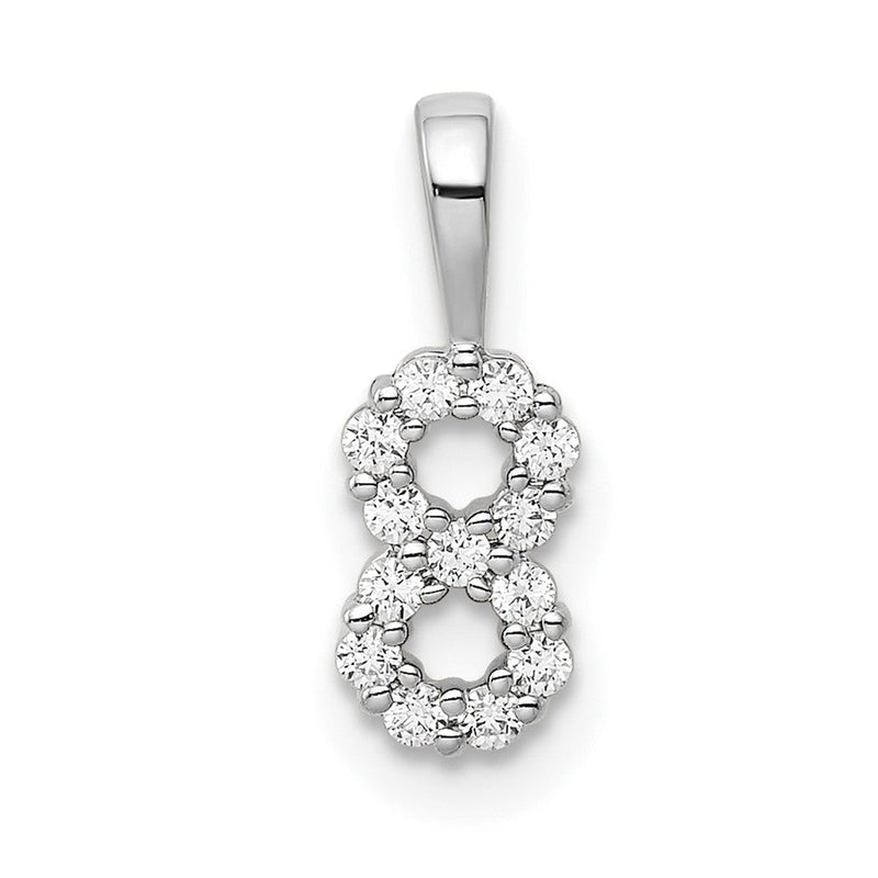 14K Weißgold Anhänger mit echtem Diamant, Zahl 8