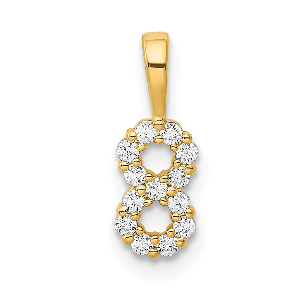 14K Gelbgold Anhänger Zahl 8 mit echten Diamanten
