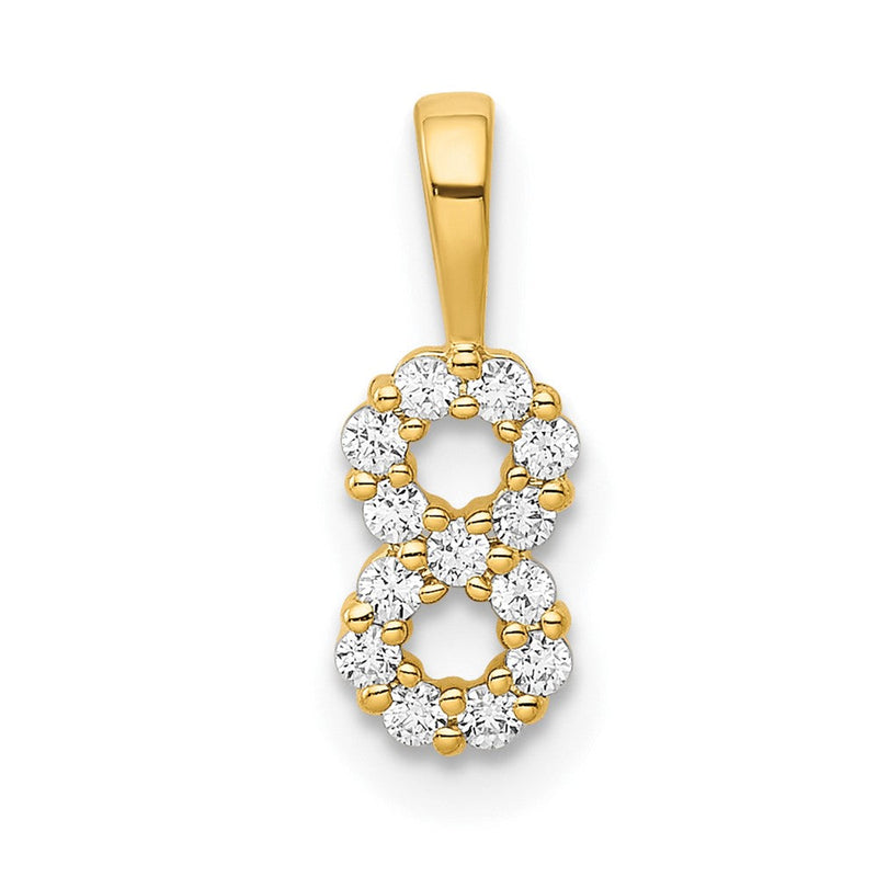 14K Gelbgold Anhänger Zahl 8 mit echten Diamanten