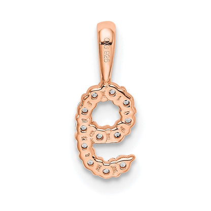 14K Roségold Anhänger mit echtem Diamant, Zahl 9