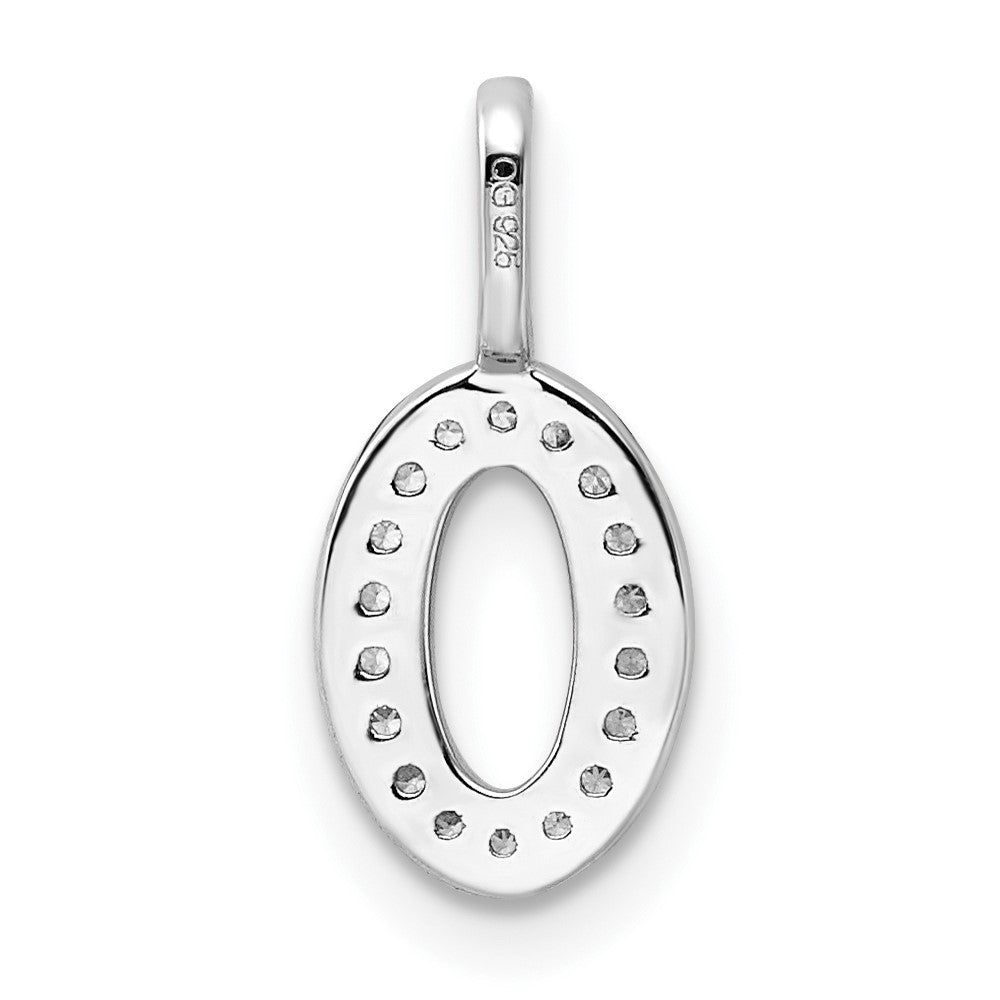 14K Weißgold Anhänger Zahl 0 mit echtem Diamant