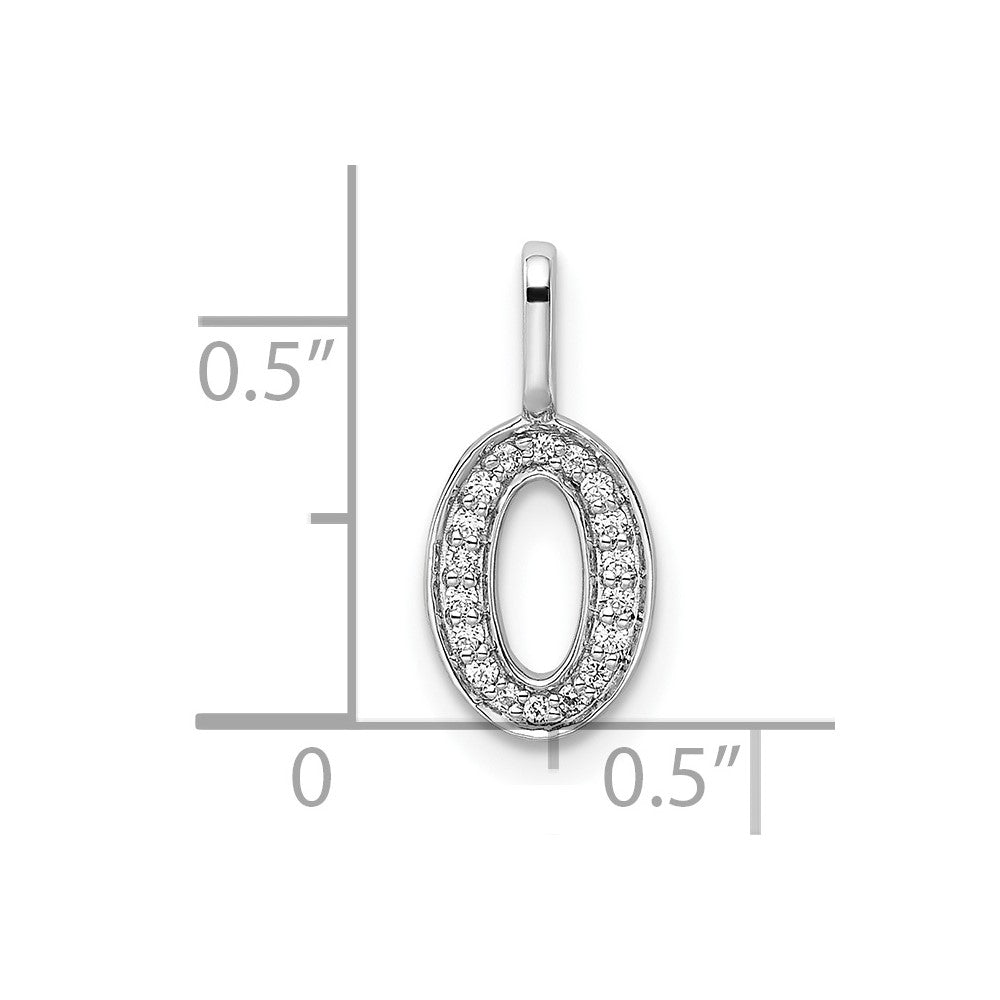 14K Weißgold Anhänger Zahl 0 mit echtem Diamant