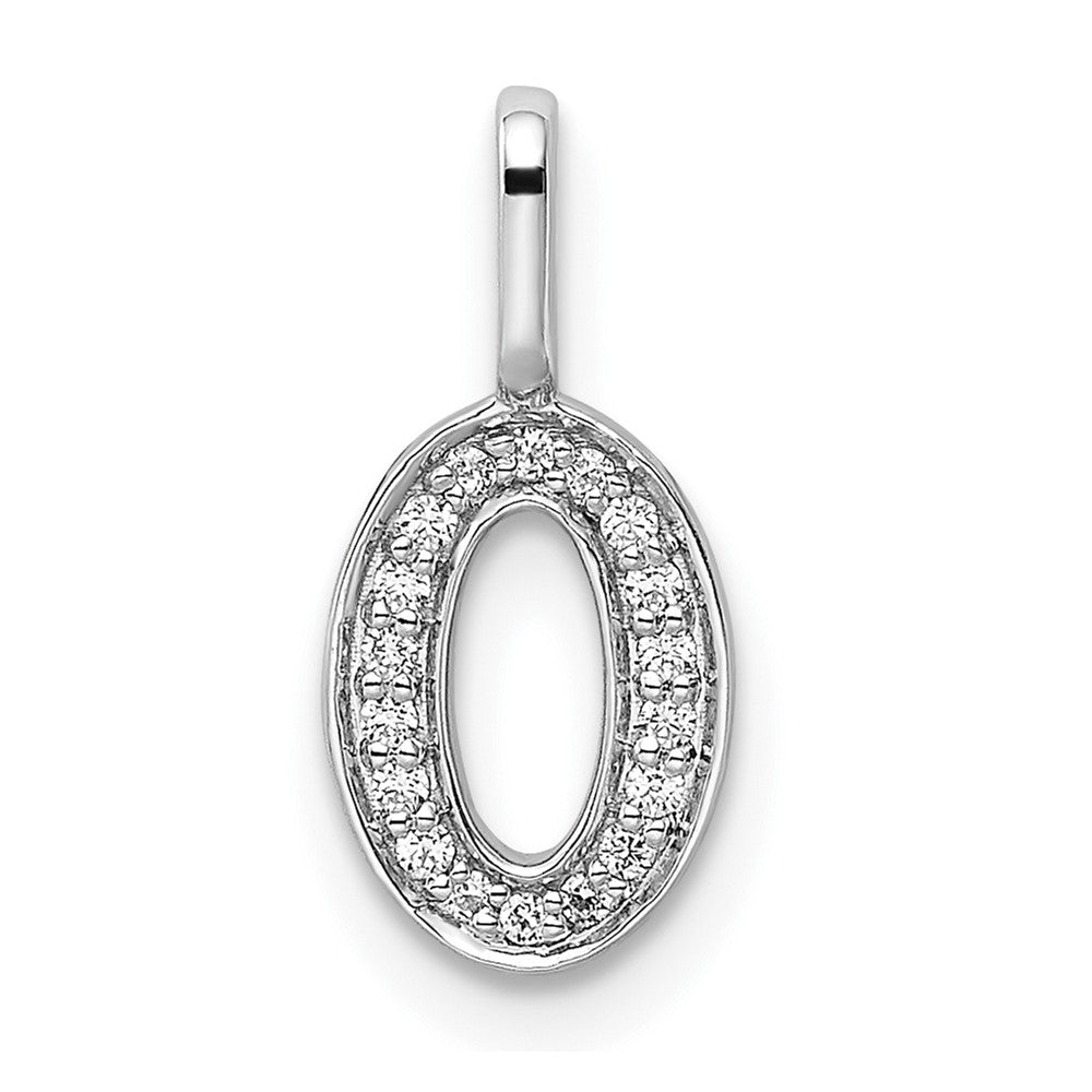 14K Weißgold Anhänger Zahl 0 mit echtem Diamant