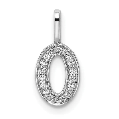 14K Weißgold Anhänger Zahl 0 mit echtem Diamant