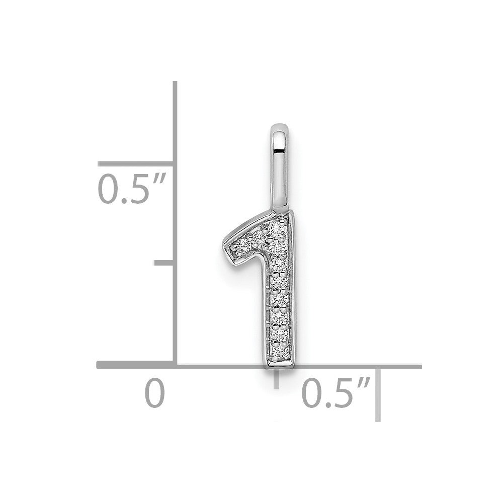 14K Weißgold Echter Diamant Zahl-1-Anhänger