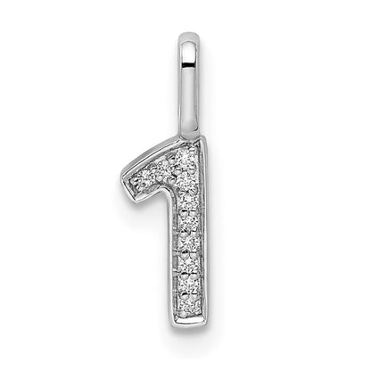 14K Weißgold Echter Diamant Zahl-1-Anhänger