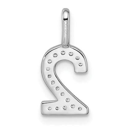 14K Weißgold Anhänger Zahl 2 mit echten Diamanten