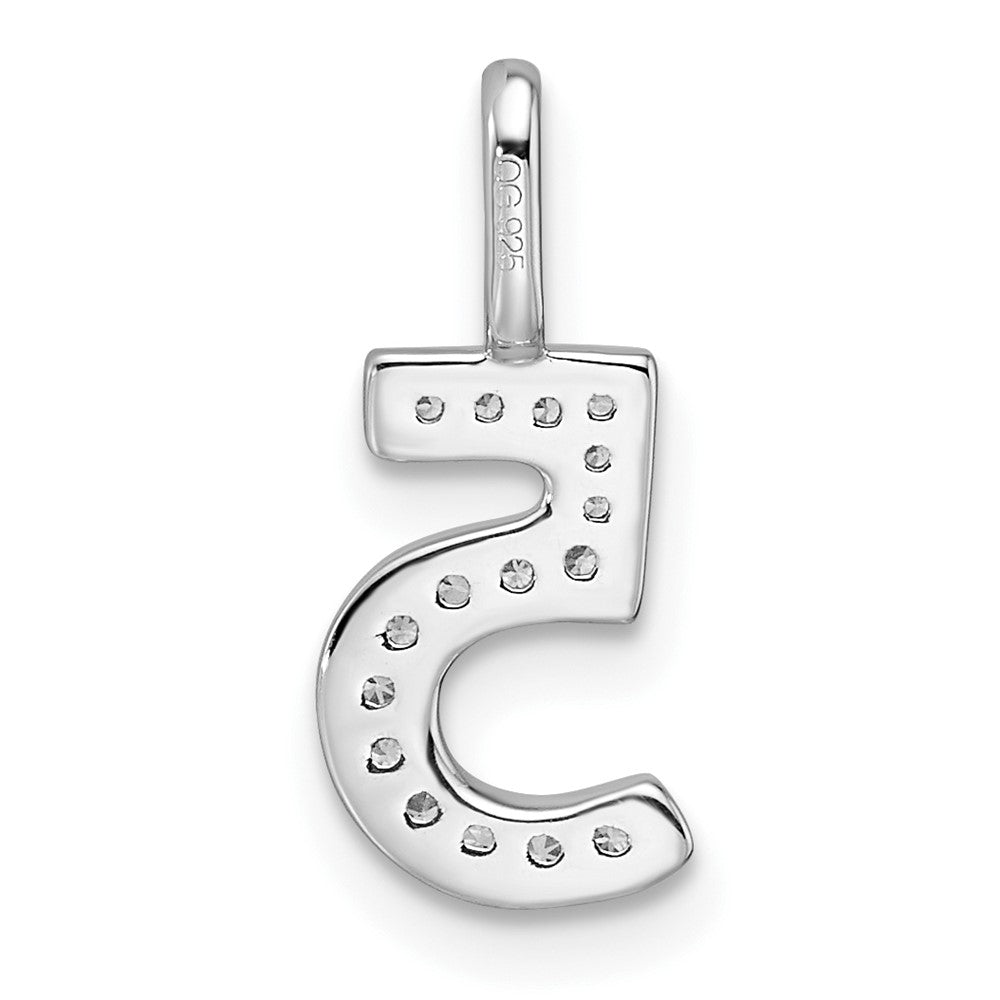14K Weißgold Anhänger „Zahl 5" mit echtem Diamant