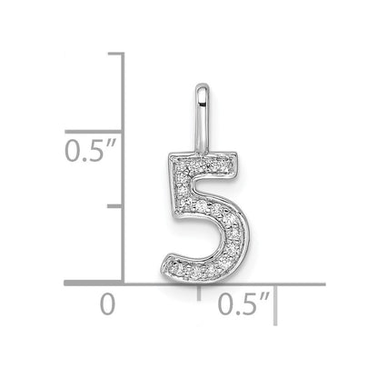 14K Weißgold Anhänger „Zahl 5" mit echtem Diamant