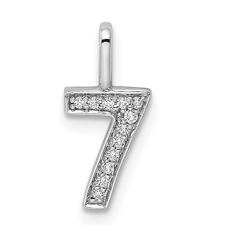 Anhänger „Zahl 7“ aus 14K Weißgold mit echten Diamanten