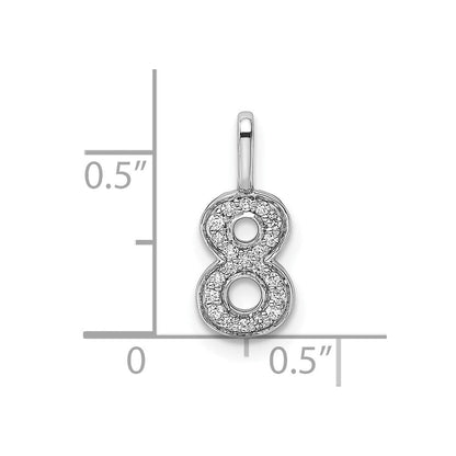 14K Weißgold Anhänger Zahl 8 mit echten Diamanten