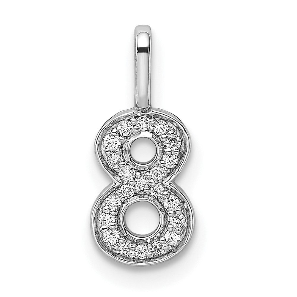 14K Weißgold Anhänger Zahl 8 mit echten Diamanten