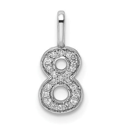 14K Weißgold Anhänger Zahl 8 mit echten Diamanten