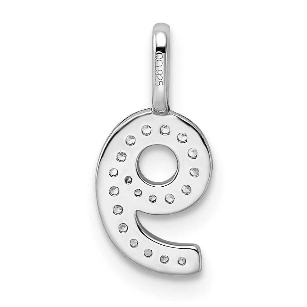 14K Weißgold Anhänger mit echten Diamanten „Zahl 9“
