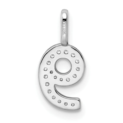 14K Weißgold Anhänger mit echten Diamanten „Zahl 9“