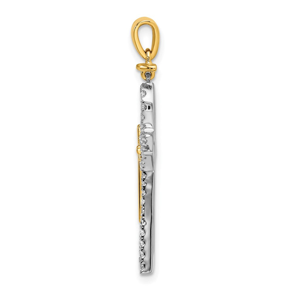 14K Bicolor Gold Poliert Echt Diamant Kreuz