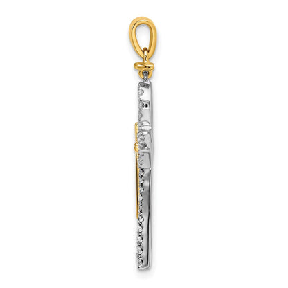 14K Bicolor Gold Poliert Echt Diamant Kreuz