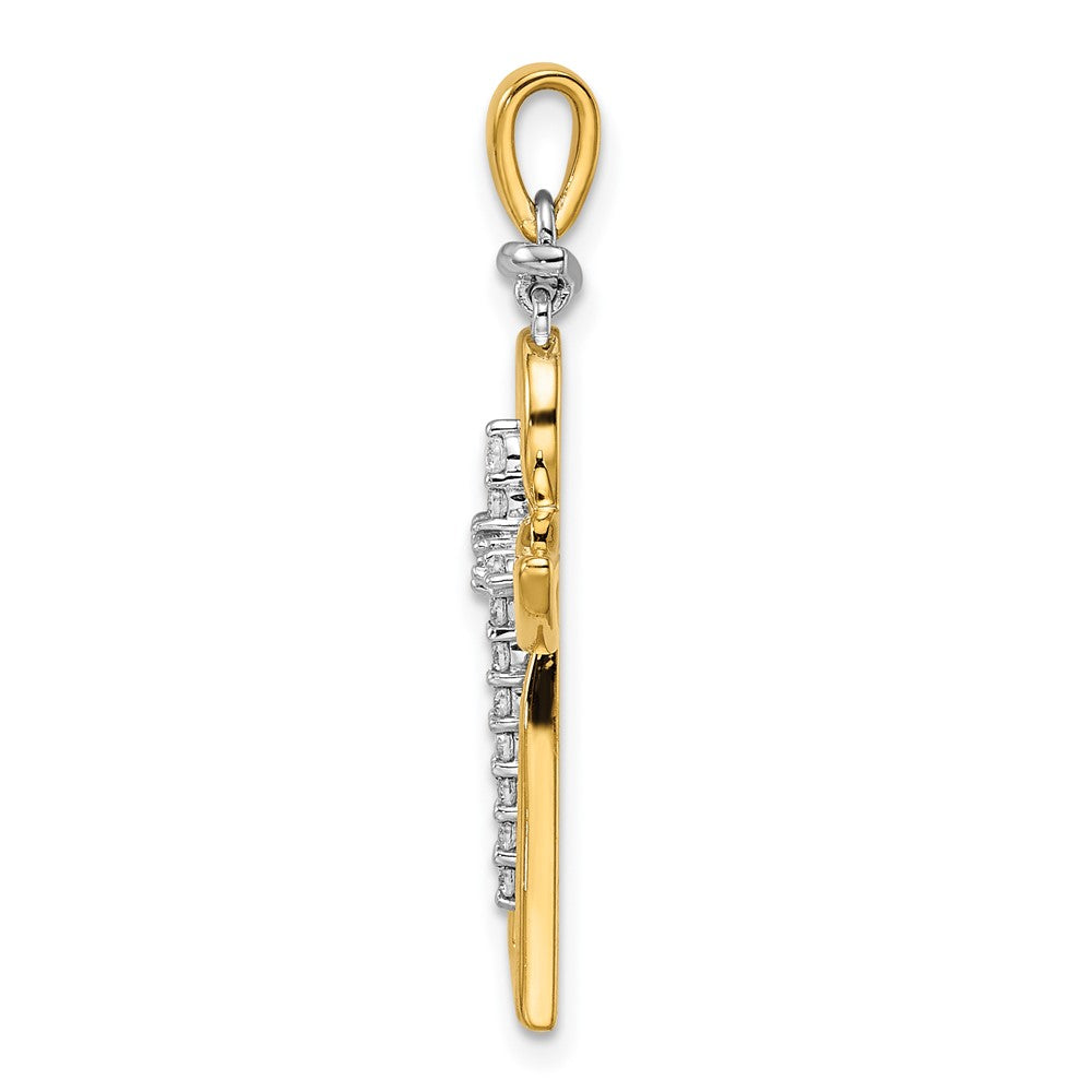 14K Bicolor Gold Poliert Echt Diamant Kreuz