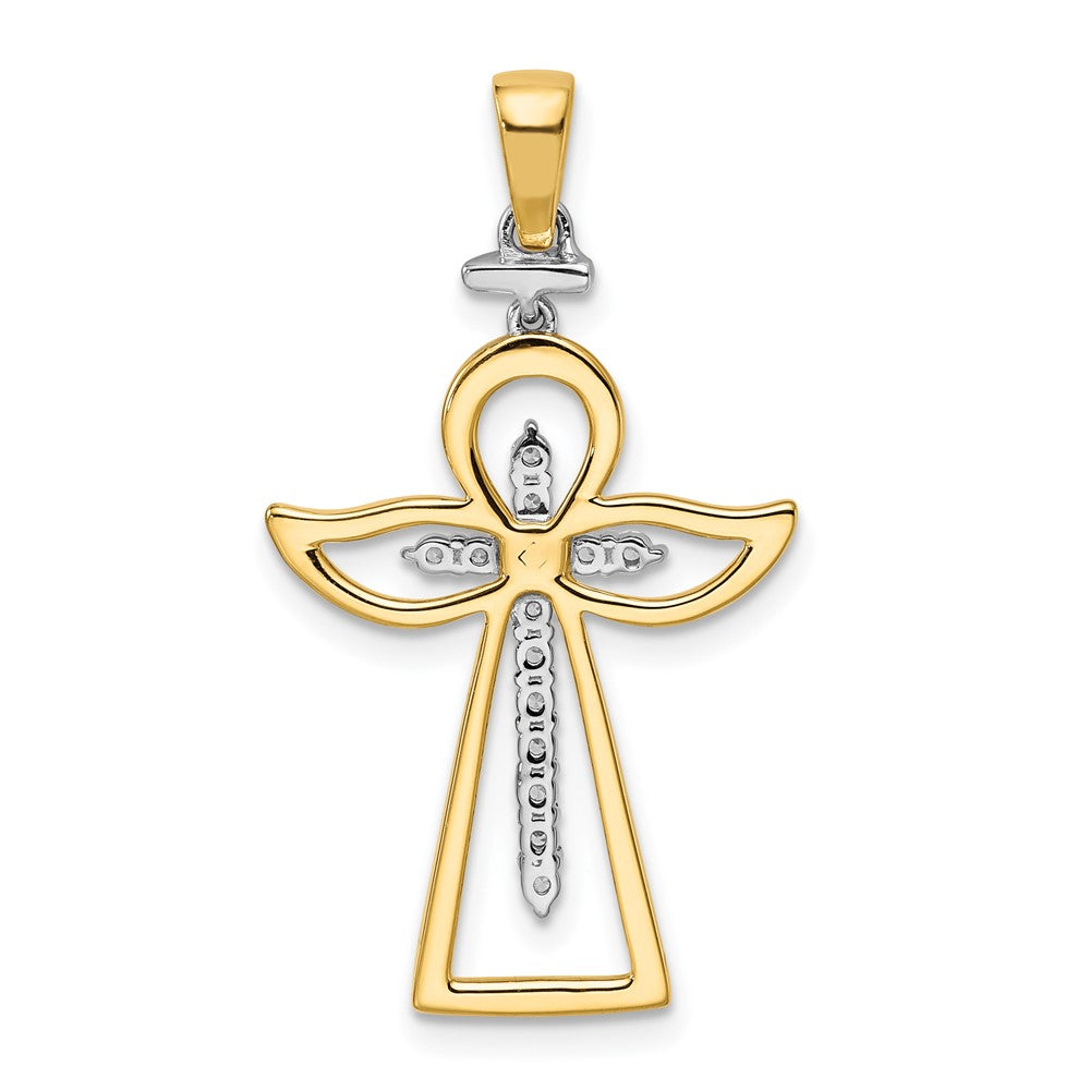 14K Bicolor Gold Poliert Echt Diamant Kreuz