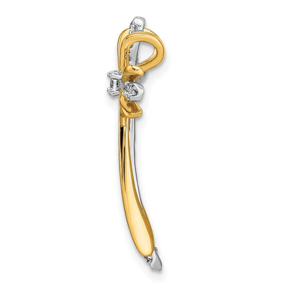 14K Bicolor Gold Poliert Echt Diamant Kreuz