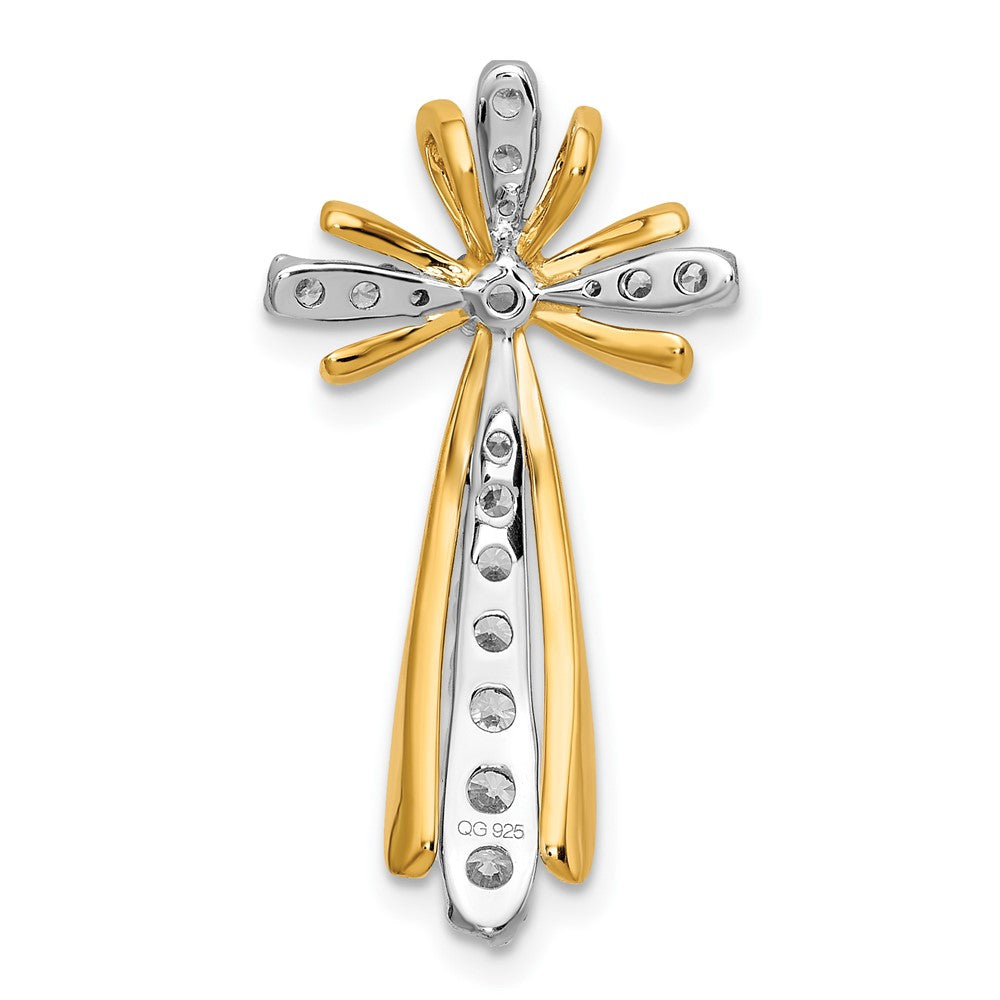 14K Bicolor Gold Poliert Echt Diamant Kreuz