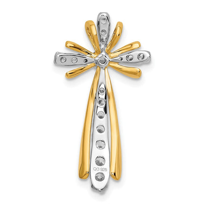 14K Bicolor Gold Poliert Echt Diamant Kreuz